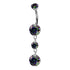 Double CZ Titanium Belly Dangle Belly No-Dangles 14g - 3/8" long (10mm) Vitrail Medium CZ