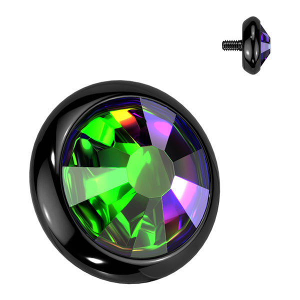 14g Vitrail Medium CZ Black Titanium End Internal Ends 14g - 4mm diameter Vitrail Medium