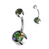 Bezel 4/6mm CZ Titanium Belly Barbell Belly No-Dangles 14g - 3/8" long (10mm) Vitrail Medium CZ