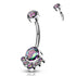 Cluster CZ Titanium Belly Barbell Belly No-Dangles 14g - 3/8" long (10mm) Vitrail Medium CZ
