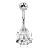 Web CZ Stainless Belly Barbell Belly No-Dangles 14g - 3/8" long (10mm) Clear CZ