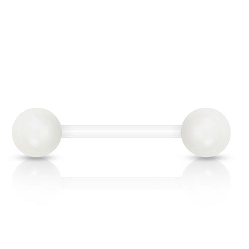16g Acrylic Bioflex Barbell Straight Barbells 16g - 1/4" long (6mm) - 3mm balls Clear