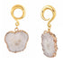 White Agate Slice Gold Coil Hangers Ear Weights  