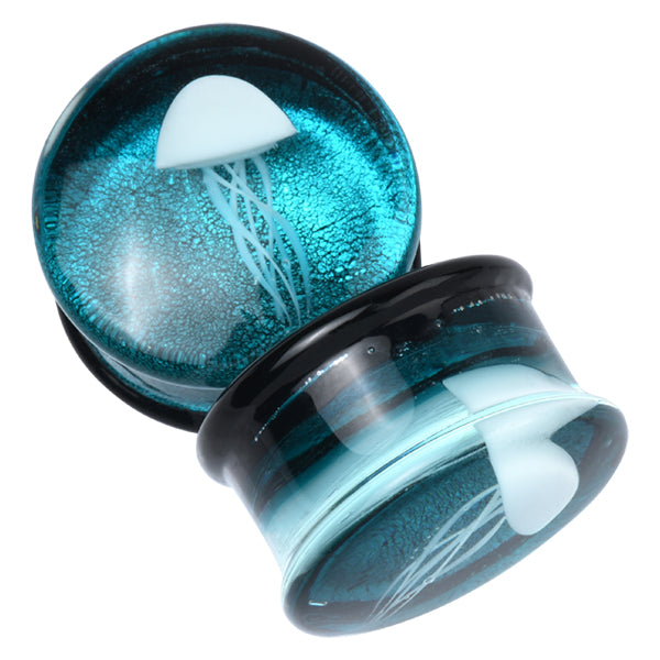 Jellyfish Glass Plugs Plugs 0 gauge (8mm) Aqua