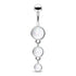 Luminous Triple Belly Dangle Belly Ring 14 gauge - 3/8" long (10mm) White