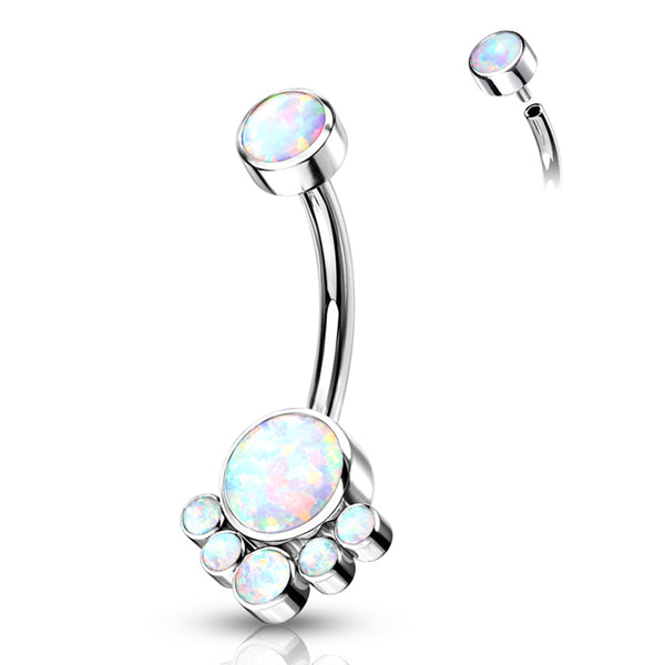 Opal Cluster Titanium Belly Barbell Belly No-Dangles 14g - 3/8