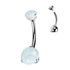 Prong Opal Titanium Belly Barbell Belly No-Dangles 14g - 3/8" long (10mm) - 4&6mm Opals White Opal