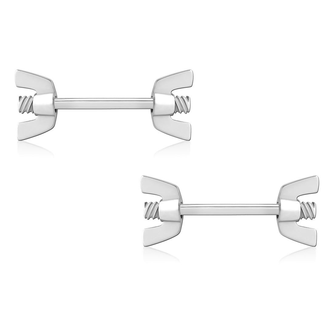 Wingnut Stainless Nipple Barbells Nipple Barbells 14g - 15/32" long (12mm) Stainless Steel