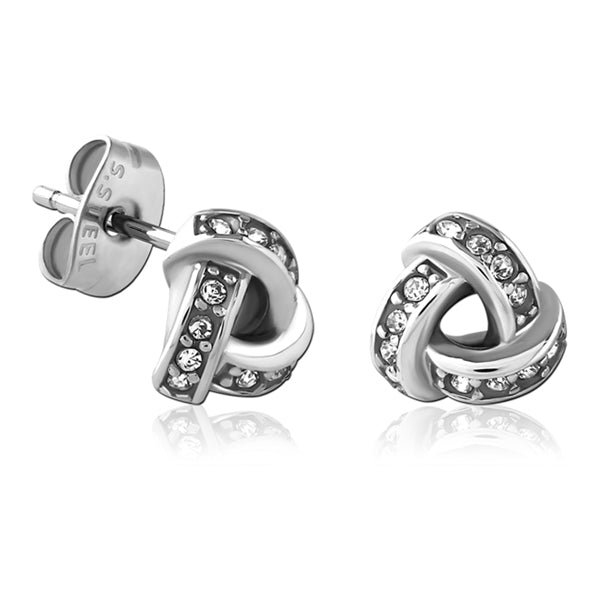 Woven CZ Stainless Stud Earrings Earrings 20 gauge Stainless Steel