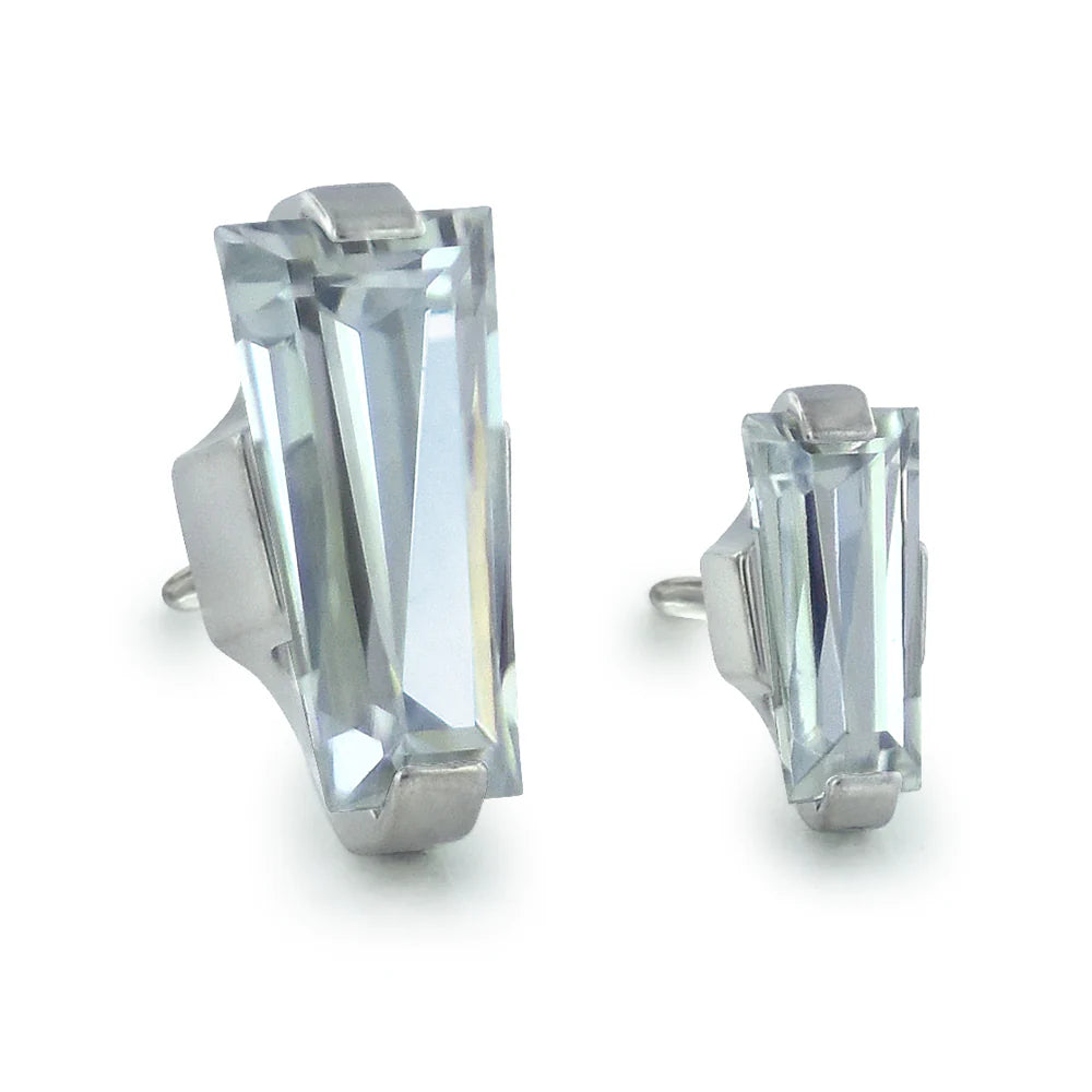 Baguette Cut Prong CZ End by NeoMetal Threadless Ends 4mm Baguette CZ Cubic Zirconia CZ