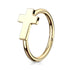 Cross Yellow 14k Gold Nose Hoop Continuous Rings 20g - 5/16" diameter (8mm) Solid 14k Yellow Gold