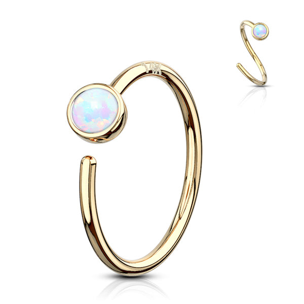 Opal Yellow 14k Gold Nose Hoop Continuous Rings 20g - 5/16