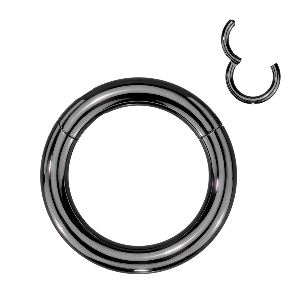 10g Black Titanium Hinged Segment Ring Hinged Rings 10g - 3/8