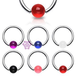 14g Acrylic & Stainless Captive Bead Ring Captive Bead Rings 14g - 15/32" diameter (12mm) - 5mm bead Black