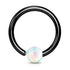 20g Black Fixed Opal Bead Ring Fixed Bead Rings 20g - 5/16" diameter (8mm) White Opal