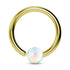 20g Gold Fixed Opal Bead Ring Fixed Bead Rings 20g - 5/16" diameter (8mm) White Opal