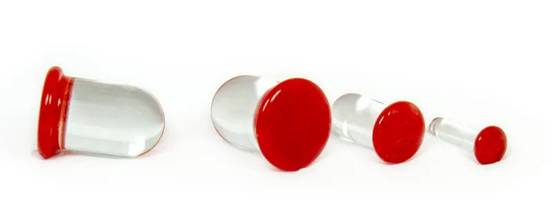 Chili Single Flare Glass Plugs Stretched Lobes 12 gauge (2mm) Chili