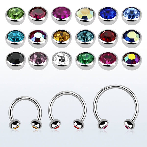 18g Half CZ Ball Stainless Circular Barbell Circular Barbells 18g - 5/16