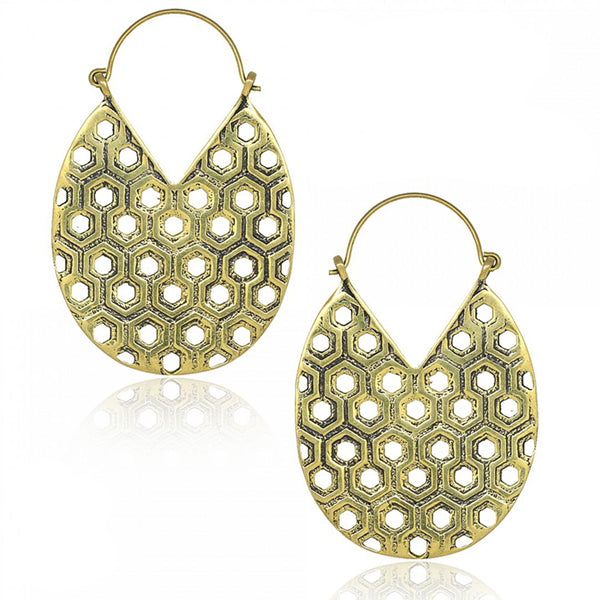 Oval Hicks Hexagon Brass Earrings Earrings 18 gauge (1mm) Yellow Brass