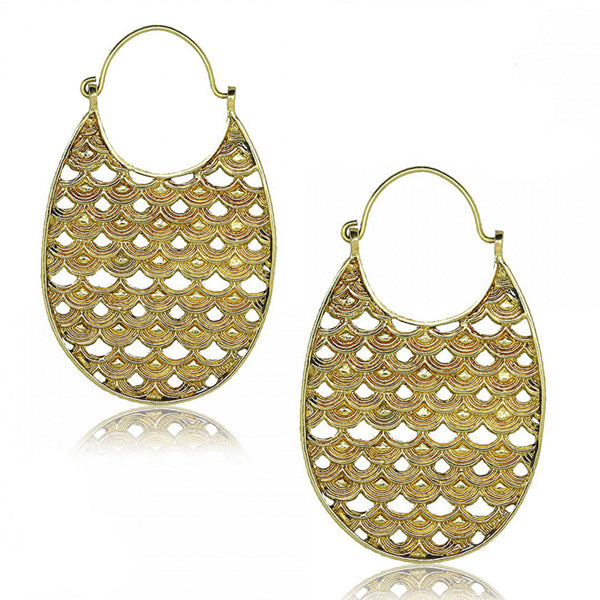 Oval Sisik Brass Earrings Earrings 18 gauge (1mm) Yellow Brass