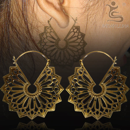 Round Kipas Brass Earrings Earrings 18 gauge (1mm) Yellow Brass