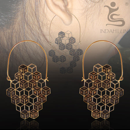 Cubist Brass Earrings Earrings 18 gauge (1mm) Yellow Brass