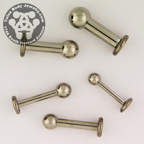 10g Stainless 3-Piece Labret by Industrial Strength Labrets 10g - 1/2" long - 3/16" ball Stainless Steel