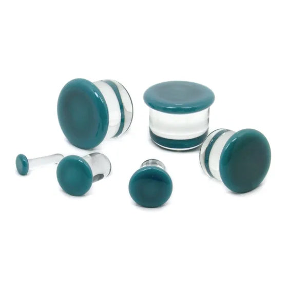 Light Aqua Single Flare Glass Plugs Stretched Lobes 12 gauge (2mm) Light Aqua