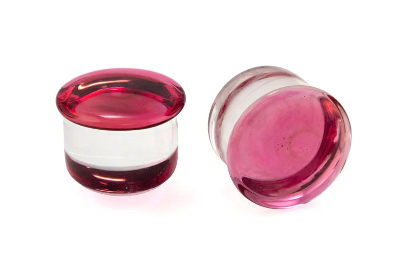 Rose Single Flare Glass Plugs Stretched Lobes 12 gauge (2mm) Rose