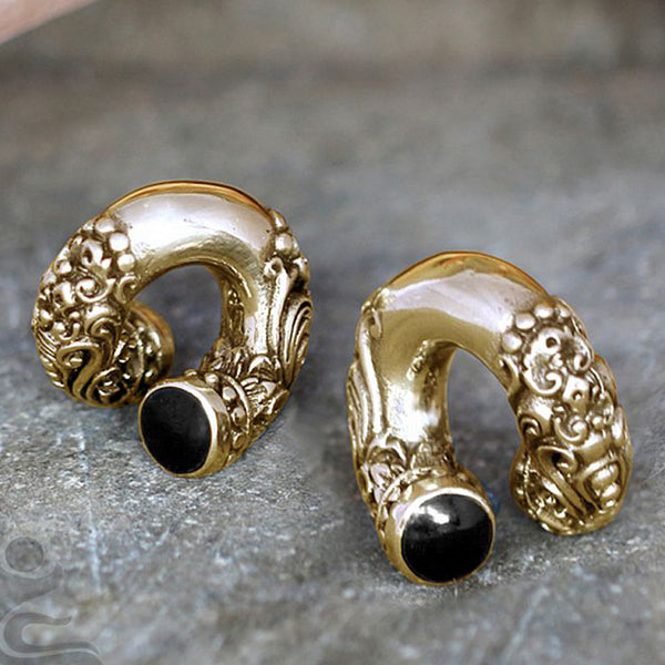 Ornate Brass Coils Ear Weights  
