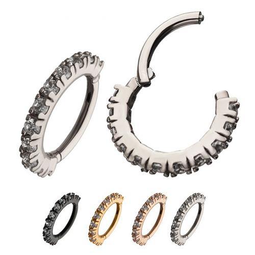 11-Prong CZ Hinged Segment Ring Hinged Rings 16g - 5/16" diameter (8mm) Stainless Steel