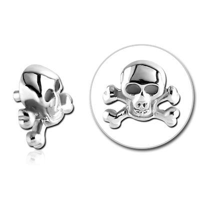 14g Skull & Crossbones Stainless End Replacement Parts 14g - 7x6mm Stainless Steel