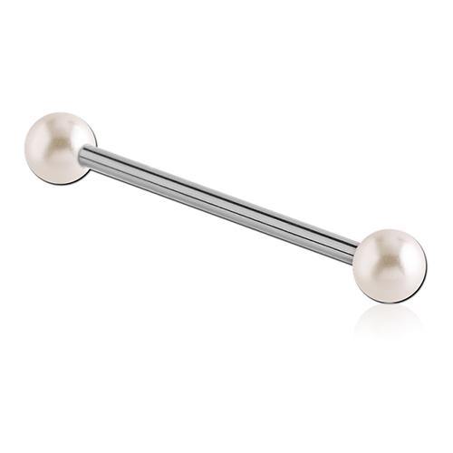 14g Pearl & Stainless Industrial Barbell Industrials 14g - 1-1/4
