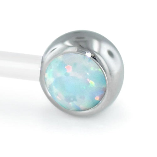 14g Side-set Cabochon Threadless End by NeoMetal Replacement Parts 14 gauge - 4mm end OW - White Opal