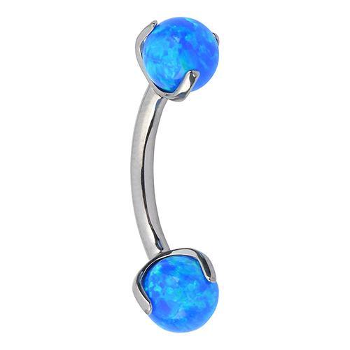 14g 3-Prong Opal Titanium Curved Barbell Belly Ring 14g - 5/16