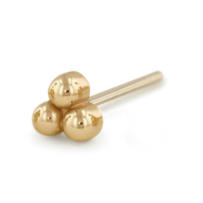 Threadless 14k Gold 3-Ball End by NeoMetal Replacement Parts 25g threadless pin Rose 14k Gold