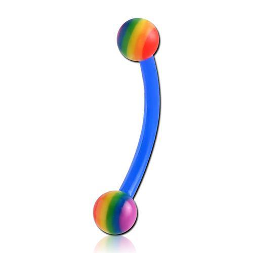 16g Rainbow Bioflex Curved Barbell Curved Barbells 16g - 5/16
