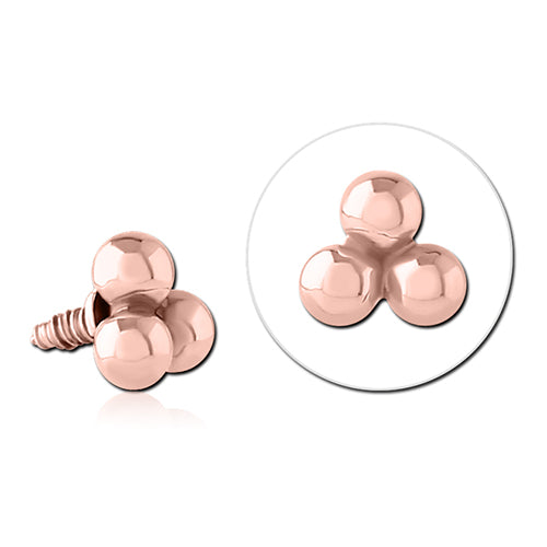 16g 3-Ball Rose Gold End Replacement Parts 16 gauge Rose Gold