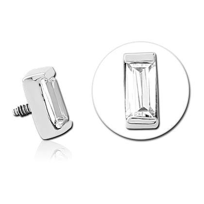 16g Rectangle CZ Stainless End Replacement Parts 16 gauge - 2.2x5.1mm Stainless Steel