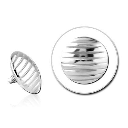 14g Striped Dome Stainless End Dermals 14g - 7.5mm diameter Stainless Steel