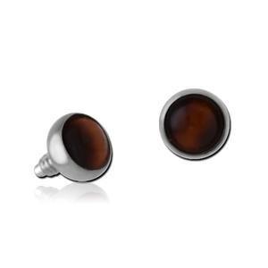 16g Gemstone Stainless End Replacement Parts 2.5mm diameter Tiger Eye
