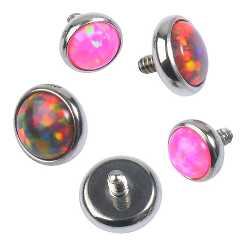 16g Bezel Opal Disc Titanium End Replacement Parts 16g - 2.8mm diameter Bubblegum Opal