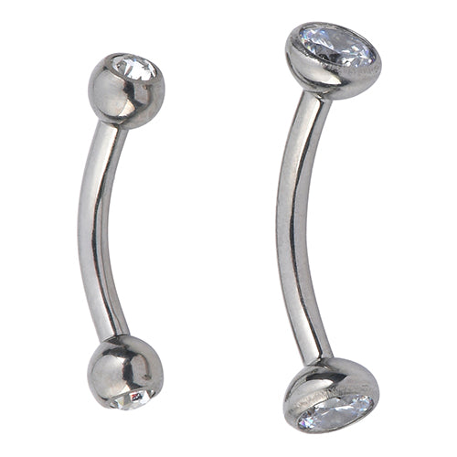 16g Titanium Cz Curved Barbell Tulsa Body Jewelry