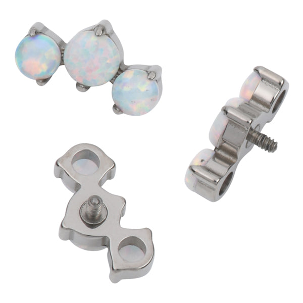 16g 3-Round Prong Opal Titanium End Replacement Parts 16 gauge - 4.5x8.3mm White Opals