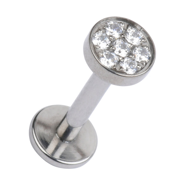 16g Paved CZ Disc Titanium Labret Labrets 16g - 1/4