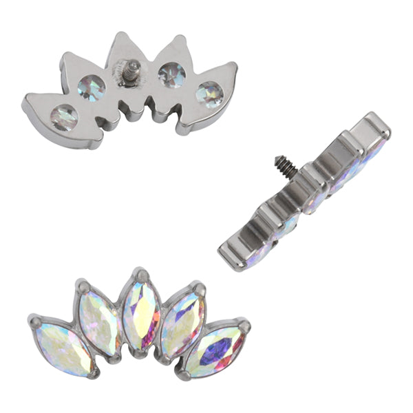 16g 5-Marquise CZ Titanium End Replacement Parts 16 gauge - 6.1x12mm Aurora CZs