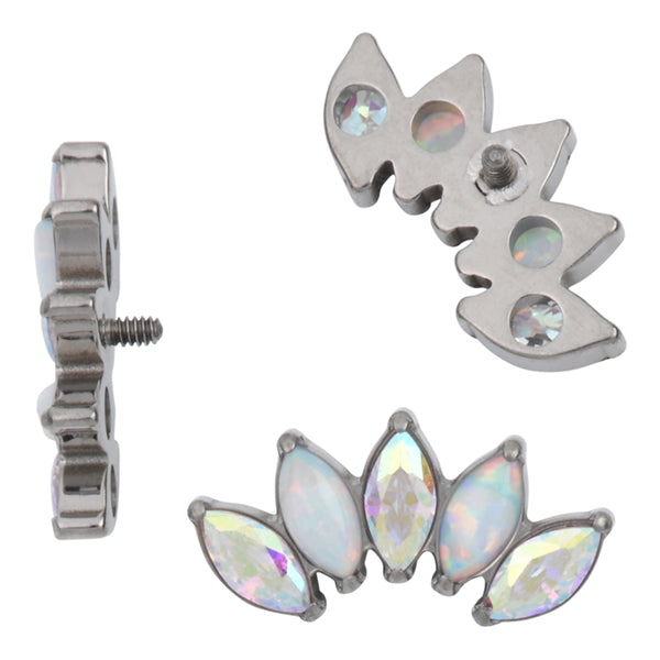 16g 5-Marquise Opal & CZ Titanium End Replacement Parts 16 gauge - 6.1x12mm White Opal & Aurora CZs