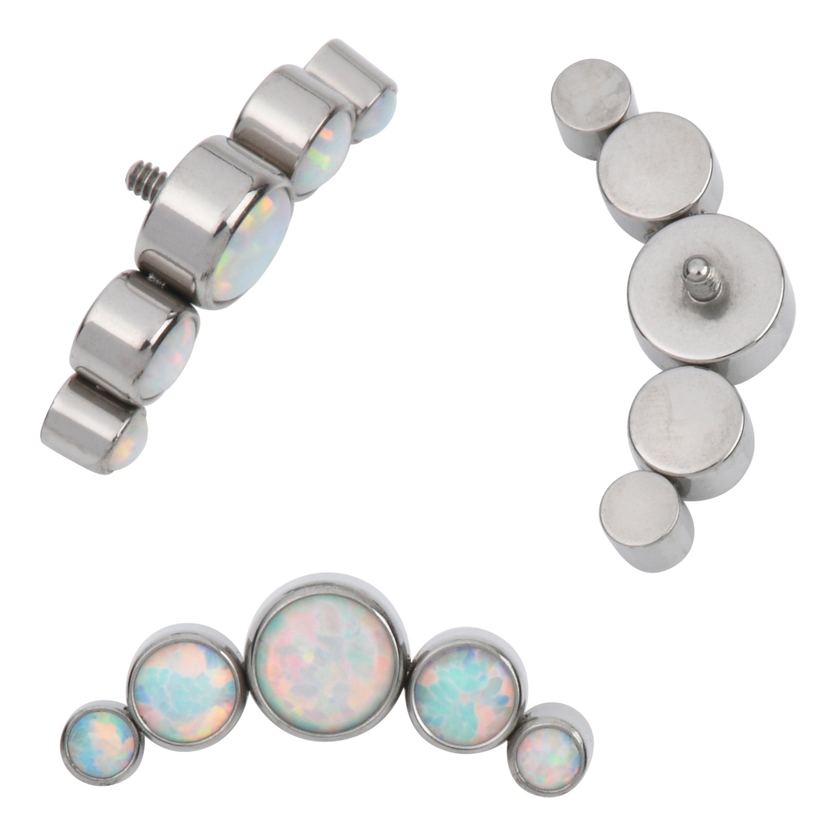 16g 5-Round Bezel Opal Titanium End Replacement Parts 16 gauge - 5.2x12.8mm White Opals