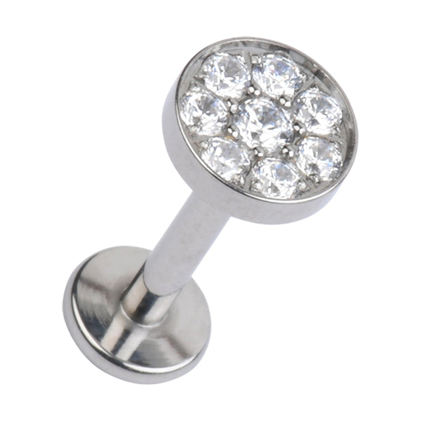 16g Paved CZ Disc Titanium Labret Labrets 16g - 1/4" long (6mm) 5mm diameter