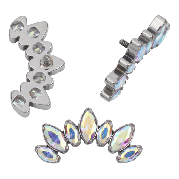 16g Tiara CZ Titanium End Replacement Parts 16g - 6.6x12.8mm Aurora CZs